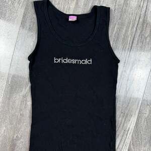 Bridesmaid Rhinestone Black Tank Top